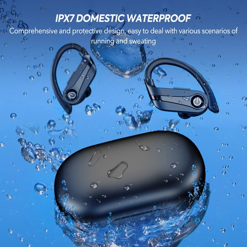 Bluetooth TWS True Wireless Earbuds LED Sports Earphones Ear Hook Waterproof - Picture 4 of 21