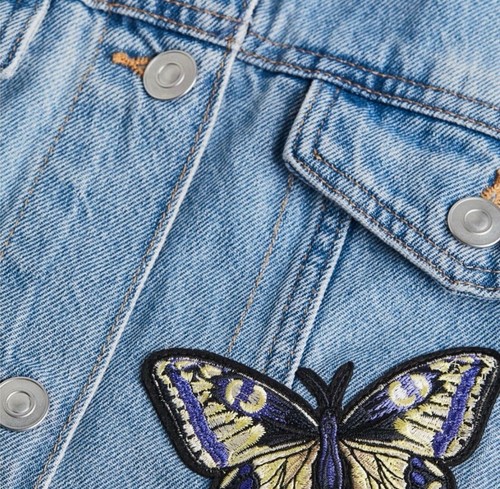 NWT H&M EMBROIDERED DENIM MINDFUL BALANCE OVERSIZED JACKET MEDIUM - Picture 10 of 12