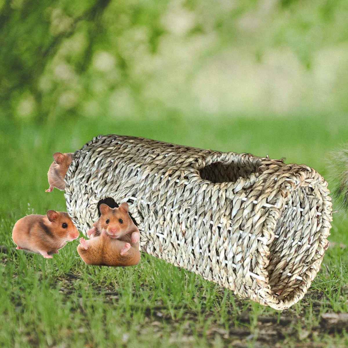 Hamster Grass Tunnel Tube Burrow Hideout for Syrian Hamster Mice