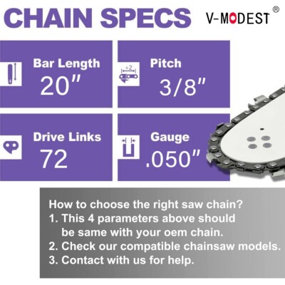 2PCS 20-INCH Chainsaw Chain 3/8