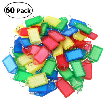 60pcs Key Fobs Labels Plastic Assorted Labels