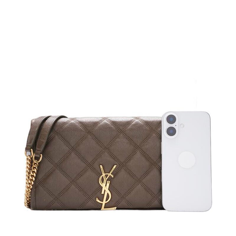 Borsa a tracolla Saint Laurent Khaki Becky WOC catena oro