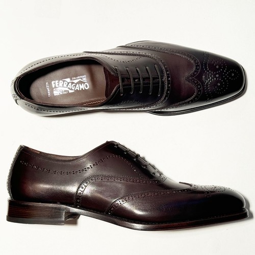 Ferragamo POVEDA Tramezza 9 EEE braun Leder Budapester rahmengenäht Oxford Herren Kleid - Bild 2 von 5
