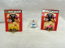 Vintage McDonalds 1985 Fast Macs Complete Set of 3 Pull Back Cars Toys On Card