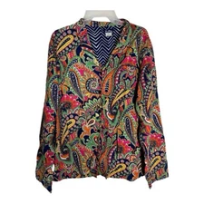 Vera Bradley Multicolor Paisley Button Down Top Size Large Boho