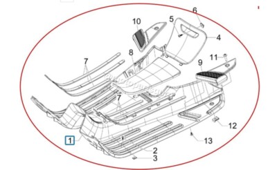 622124 OEM Foot Board Footrest Platform Cover Center Aera Vespa LX
