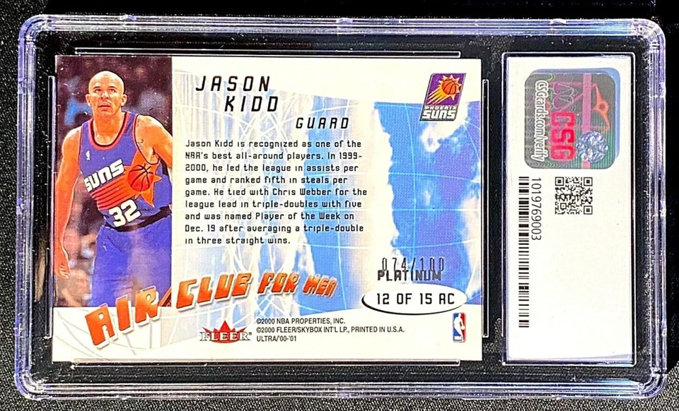 2000 CSG 8.5 SUBS JASON KIDD FLEER ULTRA AIR CLUB FOR MEN SP /100 PLATINUM G3263 - Image 3 of 4