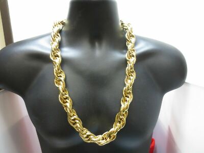 16MM 14KT YELLOW GOLD PLATED 26 INCH RUN DMC BLING BLING ROPE