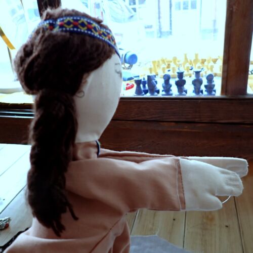 Vintage Handpuppe Indianer Indianer Mädchen handgefertigt bemalt Gesicht - Bild 10 von 12