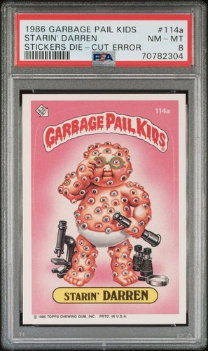 PSA 8 NM-MT Die Cut Error 1986 Garbage Pail Kids Series 3 #114A Starin’ Darren 