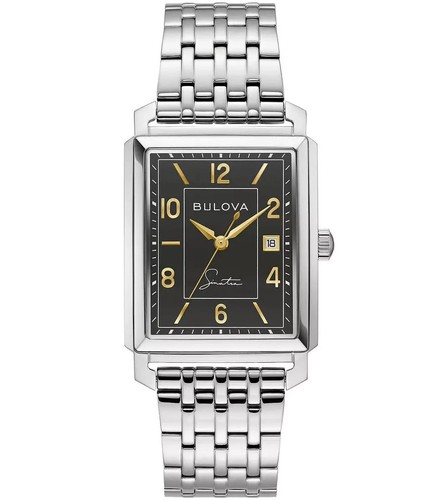 Bulova Men's Frank Sinatra Stainless Steel Silver Quartz Date Watch 30MM 96B399