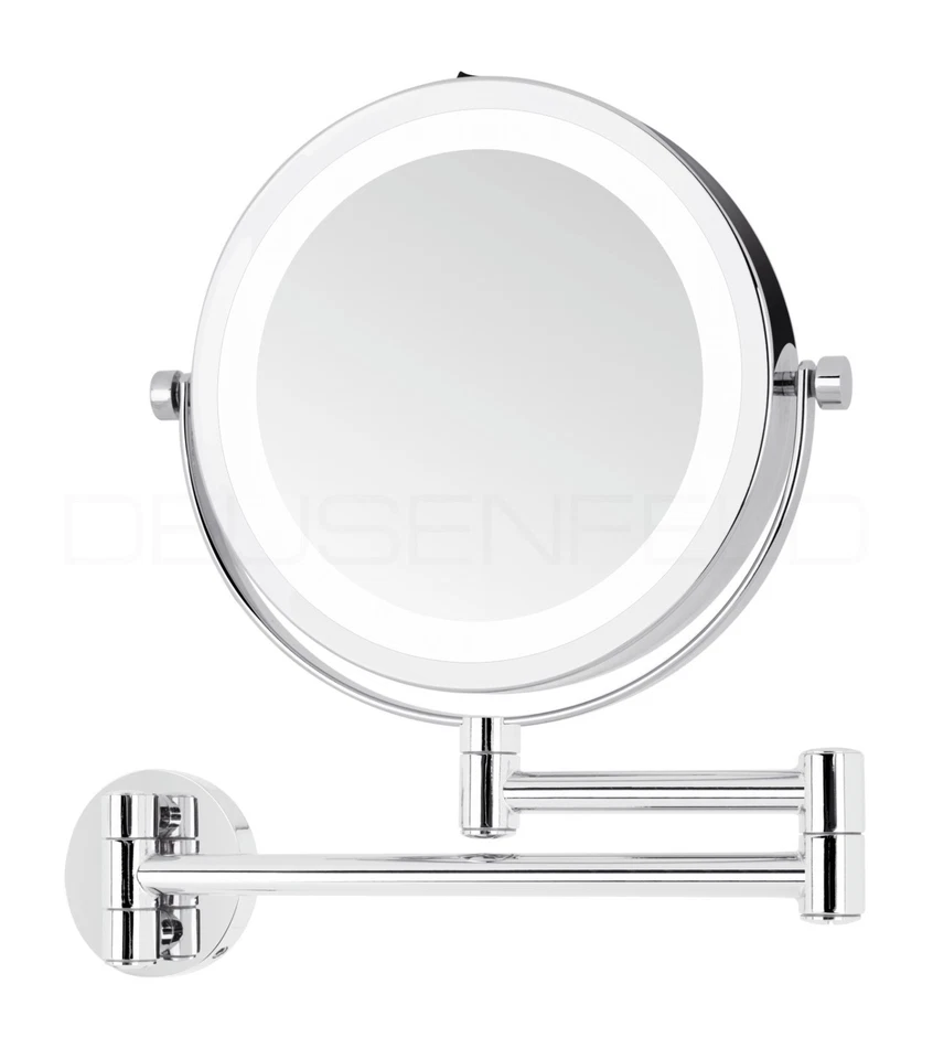 DEUSENFELD WL10CB - LED Batterie Doppel Wand Kosmetikspiegel, 10-fach + Normal