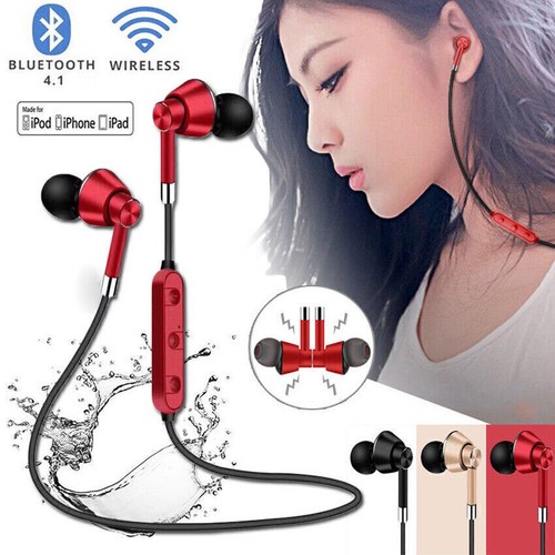 Headphone Magnetic Waterproof Sports Bluetooth Music Headset Wired Neckband New - Zdjęcie 2 z 16