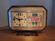 special export beer old style light up Back Bar Clock Sign Heileman's 1983
