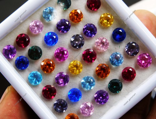 Lote de 20 piezas de piedras preciosas sueltas de corte redondo certificadas de 5 mm con mezcla natural de zafiro - Imagen 8 de 8