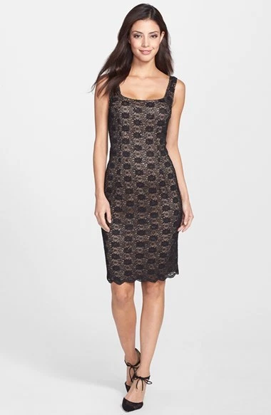Alex Evenings Black Stretch Sequin Lace Sheath Dress w Bolero Jacket MSRP 166