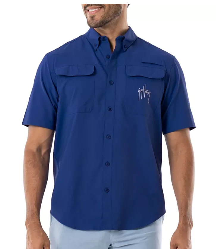NEW Guy Harvey Men s Short-Sleeve Vented Fishing Shirt Size Medium