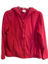 Fleece Zip up Hoodie Womens Medium Jacket Coral Pink