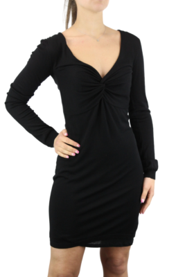 MASSIMO DUTTI Silk-Cotton Dress Women's LARGE Long Sleeve Tight Knit Mini  Black | eBay