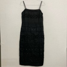 Vintage Ann Taylor LOFT Black Embellished Embroidered Y2K Silk Dress size 6