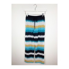 Karina Grimaldi Mila Aqua Black Crochet Boho Resort Knit Pants XS