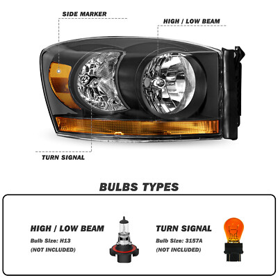 2006 Dodge Ram Pre-Assembled Halo Headlights - Black ORACLE Lighting