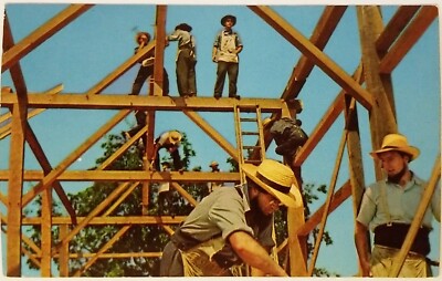 In the Dutch Area Neighbors ''Raise a Barn'' in a Day's Work Pennsylvania Postcard