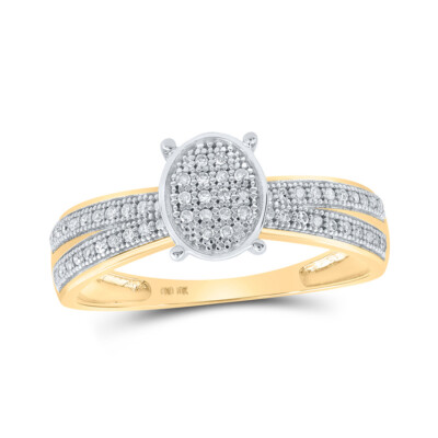 Ovaler Damenring 10 K Gelbgold rund Diamant 1/6 cttw
