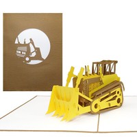 "Pop Up Karte \"Planierraupe - Bulldozer“ 3D Geburtstagkarte & Geschenkgutschein"
