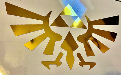 Nintendo Zelda Hyrule Crest New Custom Decal Sticker - Gold Chrome, choose size!