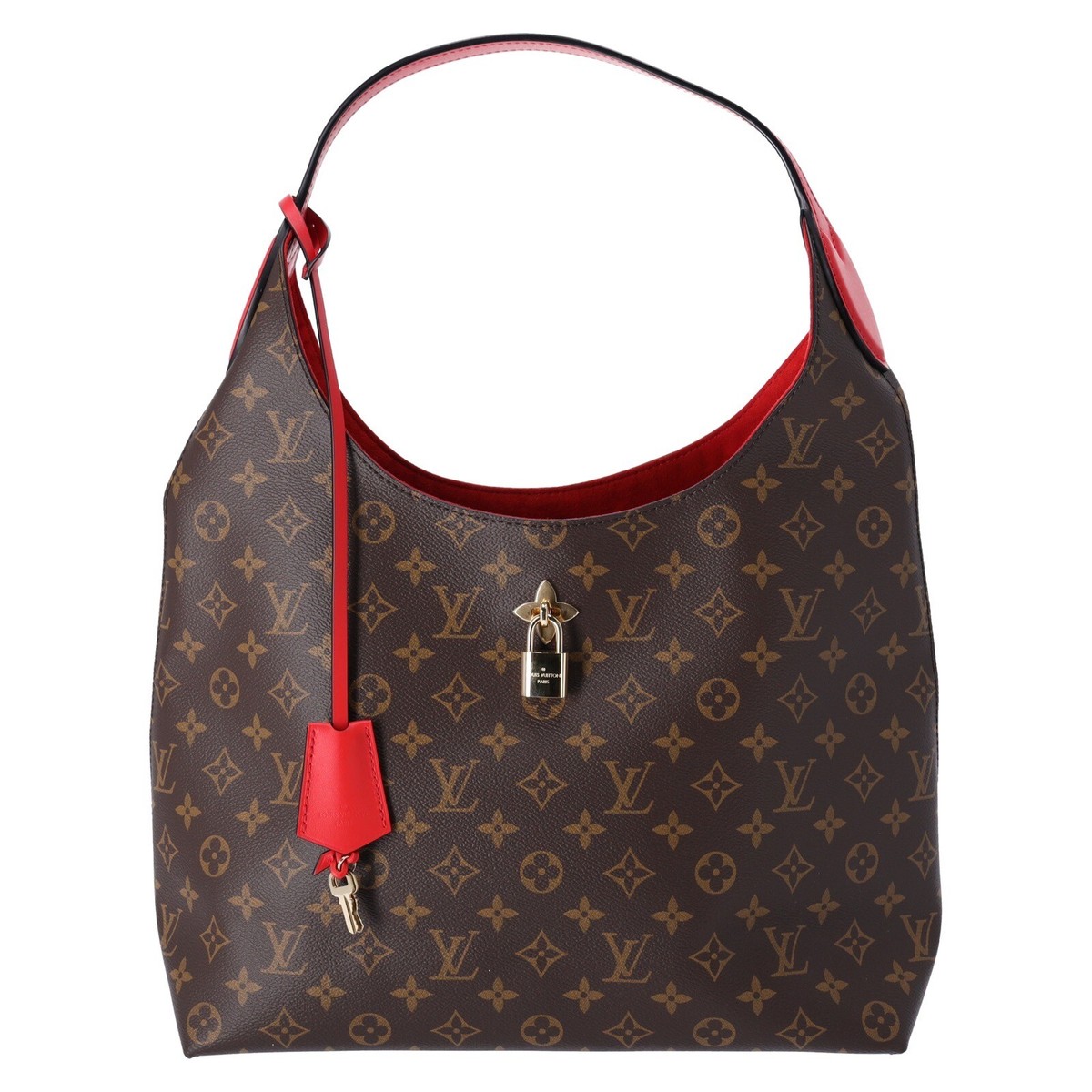 Louis Vuitton M43630 Flower Hobo Shoulder Bag Brown Monogram Red  