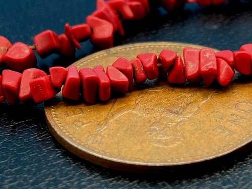 Vintage Natural Red Coral Stone Necklace 45cm long - Picture 8 of 8