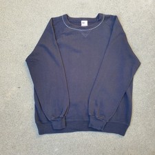 Vintage 80s Bassett Walker Raglan Blank Crewneck Sweatshirt Large Faded Black