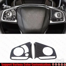 For Honda CR-V CRV 2017-2022 ABS Carbon Fiber Steering Wheel Button Cover Trim