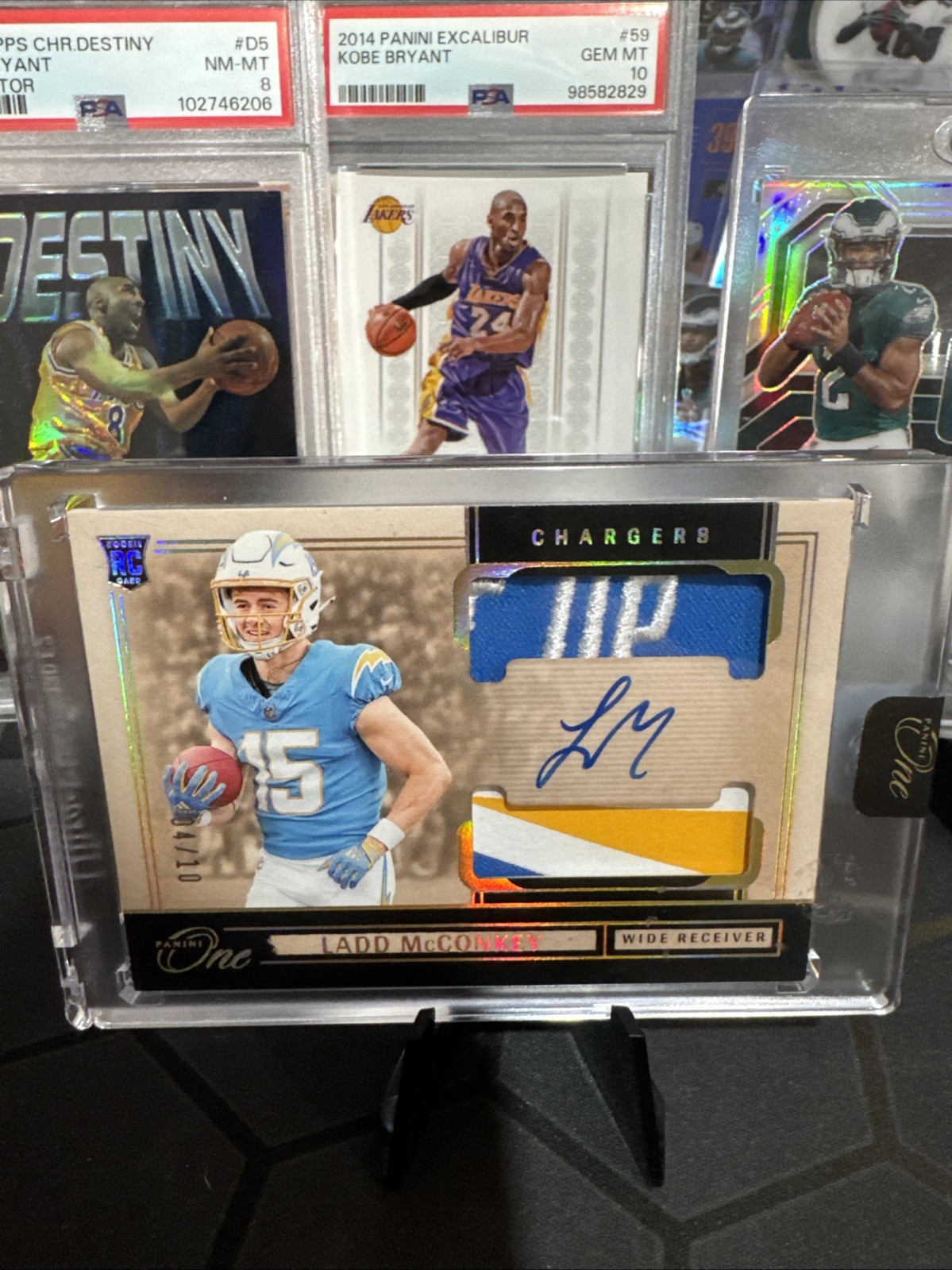 2024 Panini One Ladd McConkey Gold /10 Rookie Patch Auto Chargers RC