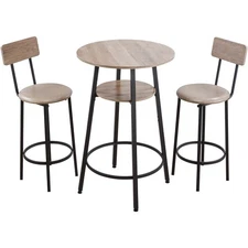 Uimoso 3PCS Bar Table Set with 23.5″ Round Corner Design
