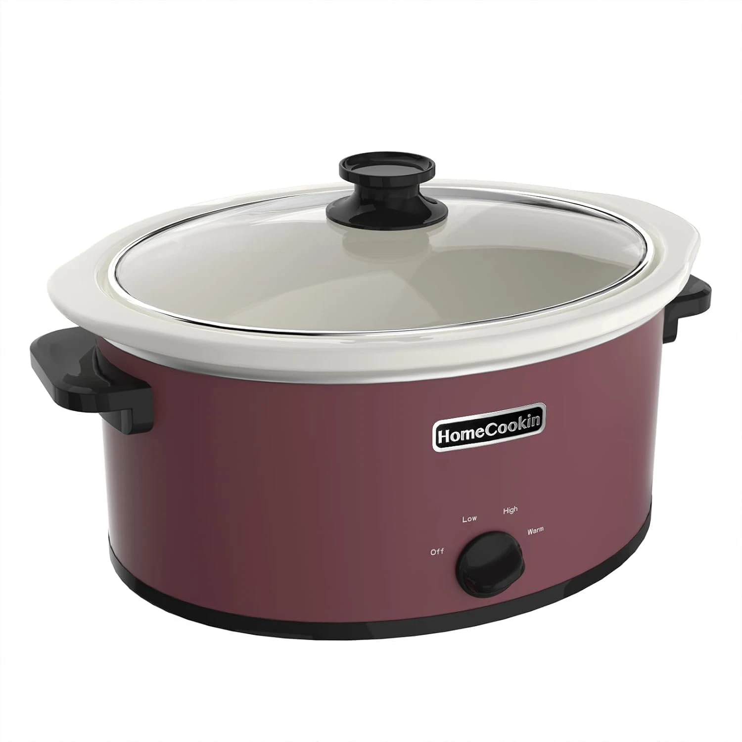 7Qt Oval Slow Cooker Manual 3-Setting Red Pot Food Warmer