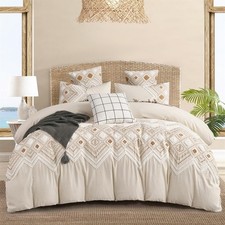 Luxurious Tufted Cotton Boho Duvet Cover King Set 3 Pieces Top-end Textured