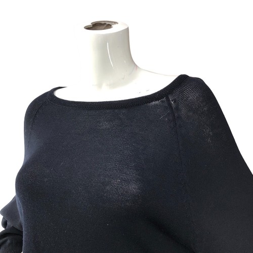 Donna Karan Womens Size P Sweater Navy Slouchy Fit Wool Blend Boat Neck Top - Picture 3 of 16