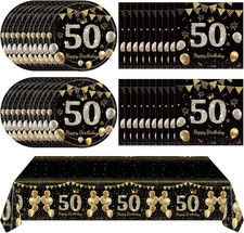 41Pcs 50Th Birthday Decorations for Men Women, Black Gold 50 Year Old Birthday P