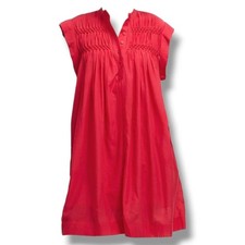 Madewell Embroidered Pleated Mini Dress Size S Watermelon 100% Cotton NWT
