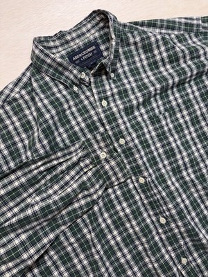 Vintage Abercrombie & Fitch Plaid Button Up Shirt Men's Large Green White Cotton