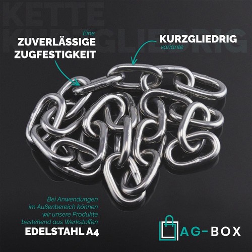 Kette 1,5mm 2mm 3mm 4mm 5mm 6mm 8mm 10mm Stahlkette Kurzgliedrig Edelstahl VA - Bild 2 von 8