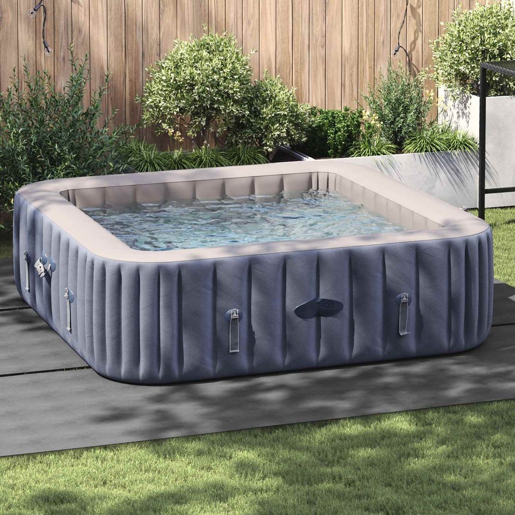 Sábana bajera piscina gris claro 396x396 cm no tejida resistente al desgarro exterior plegable