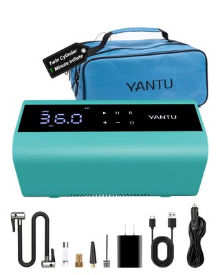Cordless Tire Inflator with Dual-Cylinder & 8.3'' Large Screen-Portable Air Co...