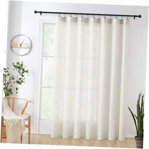 Natural Sliding Door Curtain 100W x 84L Rod Pocket Single Panel