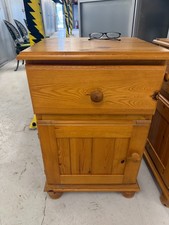 Pair Solid Pine Bedside Cabinets Nightstands Drawer Cupboard Rustic Wooden