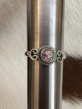 Gorgeous Opal Navajo Style Western Artisan Sterling Silver Ring Size 6.75