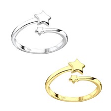 Pierścionek na palce Gwiazda Pierścień na palce Srebro 925 Złoty pierścionek na stopę Regulowany pierścionek na palec Prezent