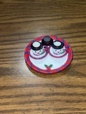VTG Miniature Tea Set Decoration 6 Pc Mini Incomplete Red White Christmas